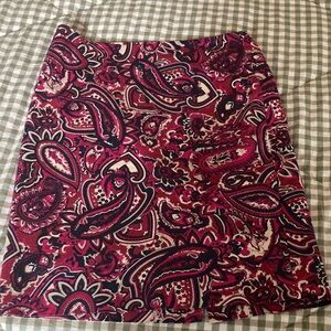 Talbots Paisley Pencil Skirt - Red and Black